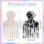 2pcs Wide Tooth Hair Pick for Afro, Smooth Pick Lift Comb, Hair Styling Tools for Men & Women Detangling and Volumizing Long Thick or Short Curly Wavy (Black, White)