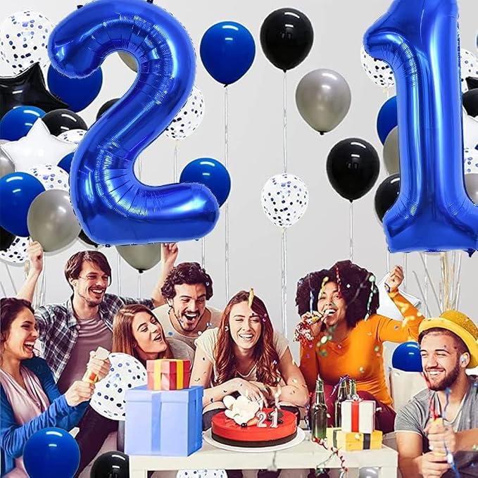 TONIFUL 40 Inch Navy Blue Number 21 Balloon Large Foil 21st Birthday Decor | - Image 4