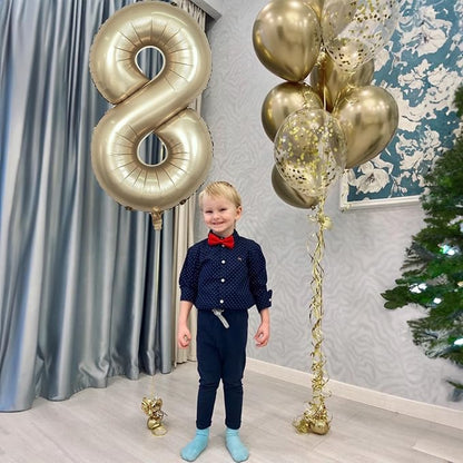 Metallic Gold Number 8 Balloons, 40 Inch Giant Light Champagne Gold Mylar Foil - Image 3