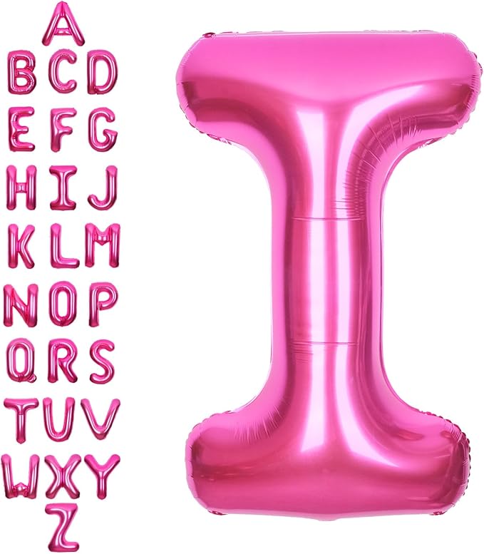 SUWEN 40 Inch Hot Pink Large I Letter Balloons Big Foil Helium Letter A-Z | by SUWEN