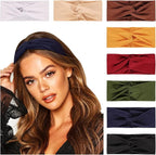 DRESHOW 8 Pack Headbands for Women Yoga Knotted Headbands Elastic Criss Cross Hair Accessories Sports Head Wrap Non Slip