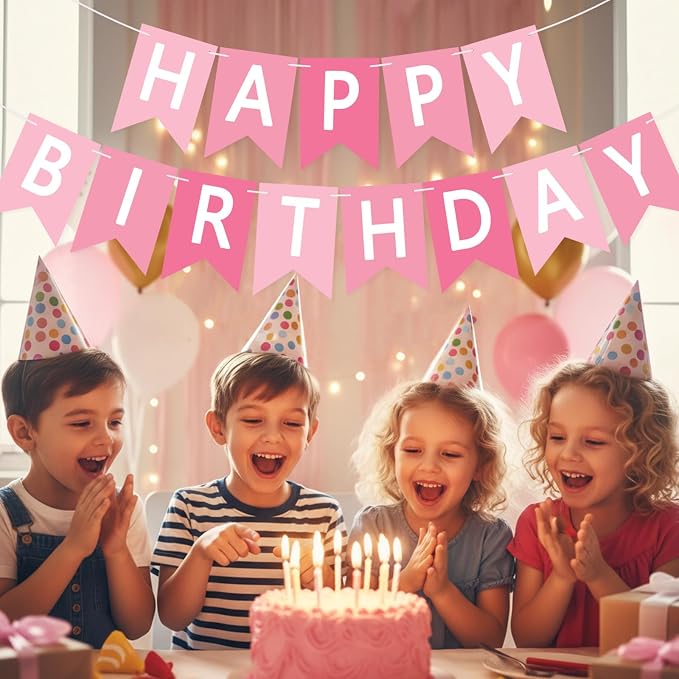 Happy Birthday Banner Sign, Birthday Garland Wall Door Hanging Banners Flag - Image 4