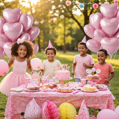 TONIFUL 30 Pcs Matte Pink Heart Balloons 18 Inch Heart Shape Foil Balloon | - Image 6