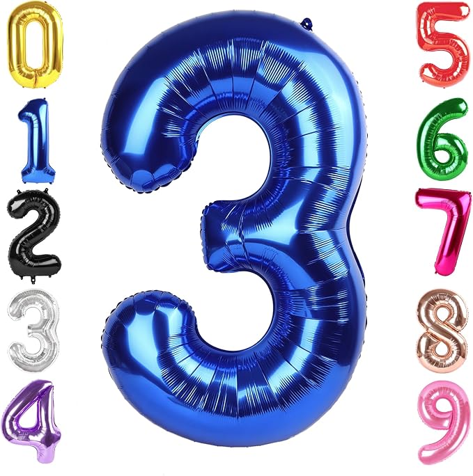 40 Inch Navy Blue Number 3 Balloon, 3rd Blue Birthday Party Decorations | 40 by Hadoife