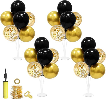 ZJDHPTY 4 Set Black and Gold Balloon Stand Table Centerpieces Party Decor | by ZJDHPTY