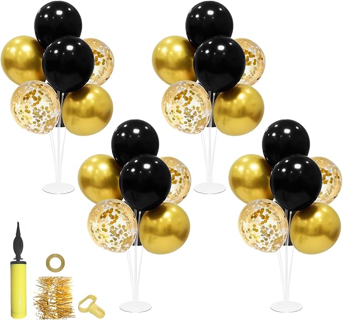 ZJDHPTY 4 Set Black and Gold Balloon Stand Table Centerpieces Party Decor | - Image 9