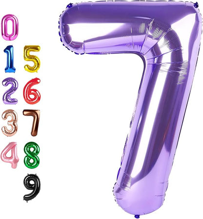Number Balloons 40 inch 7 Balloon Purple 7th Birthday Decorations by Enyeopd