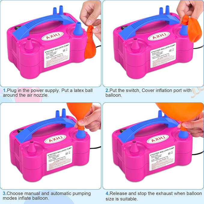 AXHJ Electric Balloon Pump, Portable Electric Air Balloon Pump Dual Nozzle Air - Image 5