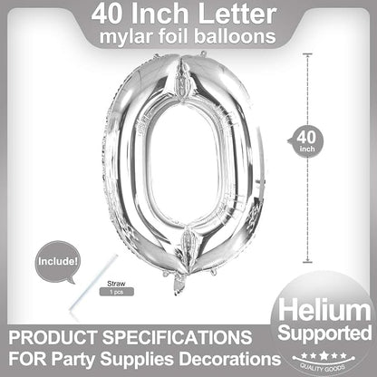 40 Inch Silver Letter O Balloons, DIY Phrase Foil Alphabet Letter O Balloons - Image 2