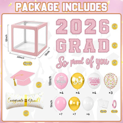 Graduation Decorations Class of 2026-Pink and Gold Graduation Party - Image 2