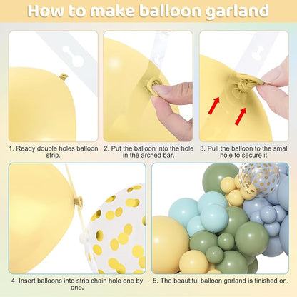 Amandir 153pcs Blue and Yellow Sage Green Balloon Arch Kit Different Sizes | 18 - Image 4