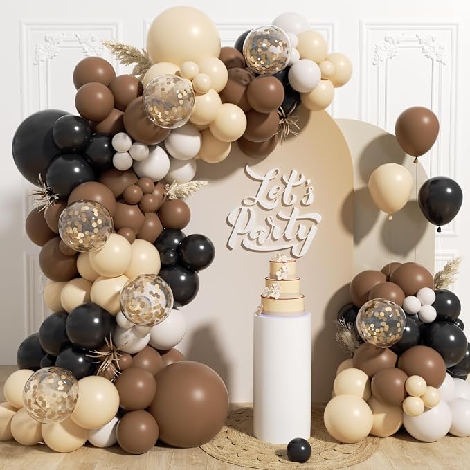 131pcs Black and Brown Balloon Arch Kit by Unknown