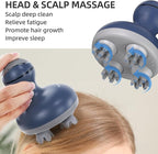 cotsoco Electric Scalp Head Massager, Scalp Hair Massage Waterproof Head Massager with 4 Heads 84 Nodes for Hair Growth and Stress Release Massage Blue