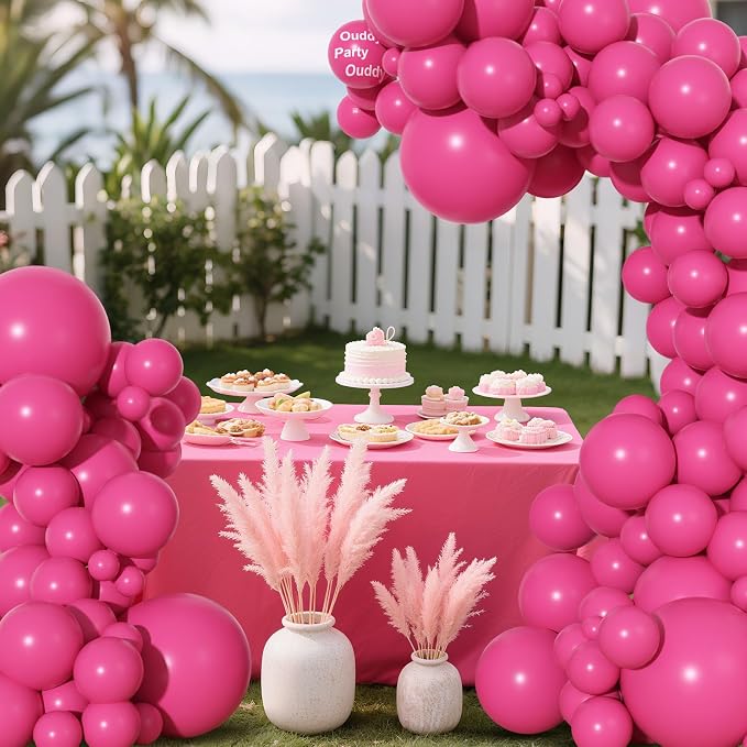 Ouddy Party 129Pcs Hot Pink Balloons Different Sizes 18 12 10 5 Inch, Latex - Image 6