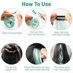 16 Pcs Mint Green Hair Extensions Curly Wavy Clip in Synthetic Hair Extensions,Colorful Party Highlights Hairpiece Streak for Girls Women Kids Cosplay Party Christmas Gift(Light Green)