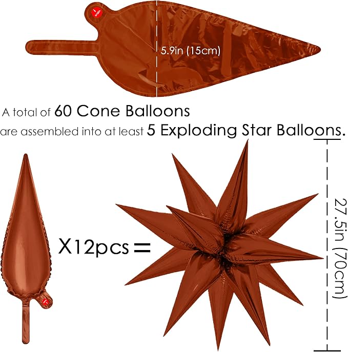 ZAKVOOR 60 Pcs Star Balloons 12 Spike Foil Explosion Party Decoration Balloons - Image 2