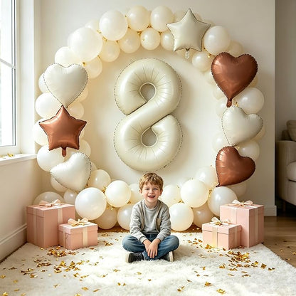 TONIFUL 8th Birthday Balloons 40 Inch Cream white Large Number 8 Foil Balloon - Image 6