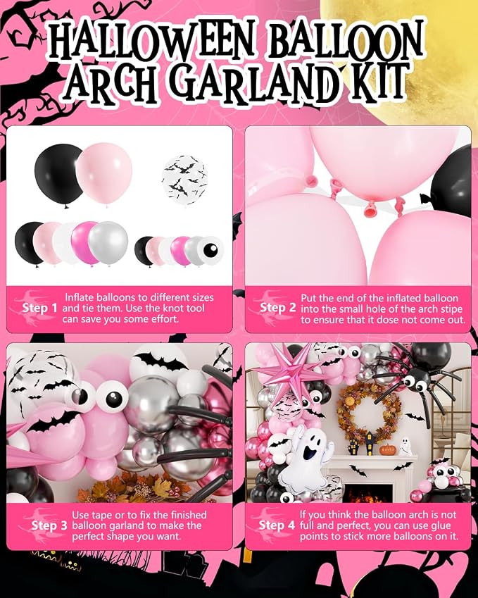 Halloween Balloon Arch Garland Kit, Explosion Star Ghost Foil Balloons - Image 8