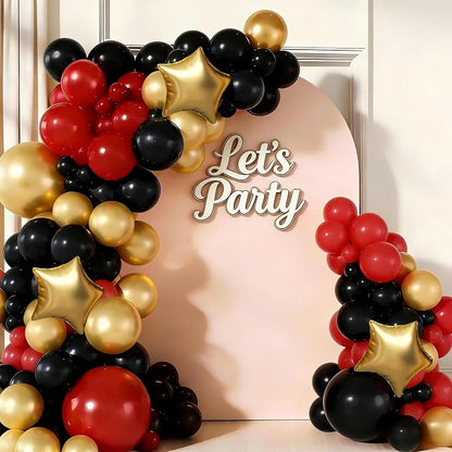 Red Black Gold Balloon Garland Arch Kit by Unknown