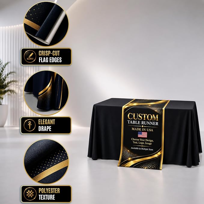 Custom Table Runners with logo by BCB Trade Show Display Printed in USA | 72 - Image 5