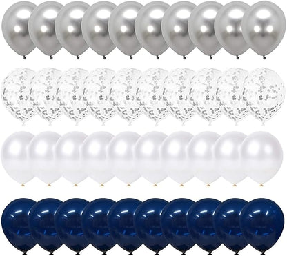 Navy Blue Balloons, 12 Inch White Balloons by Hiquaty