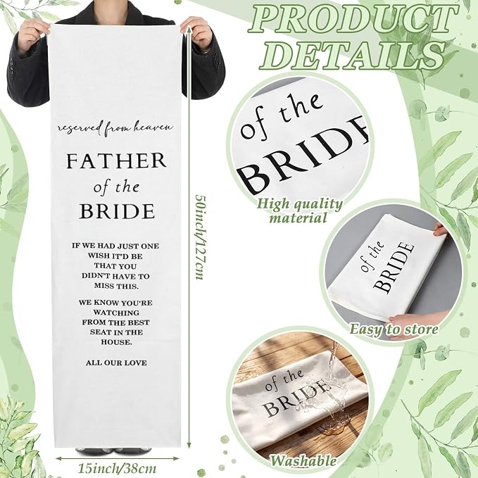 HunnmingRe Bride Father Wedding Memorial Reserved Chair Sign Banner in Loving - Image 2