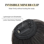 BOGSEA Clip in Bangs Real Human Hair Bangs Hair Clip with Temples Hairpieces for Women Natural Looking Fringe Hair Extension for Daily Wear(Wispy Bangs, (Brown Black))