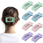 8 Pack French Flat Hair Clips for Women – Large Matte No-Slip Claw Barrettes for Thick & Thin Hair, Strong Hold Styling Accessories (Colorful)