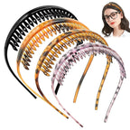 4 Pack No Pressure Headbands for Glasses Wearers – Wide teeth U-Shaped headband for no headache, no pressure, secure hold for thick and fine hair(set-B)