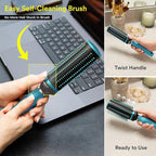 Hair Brushes for Women - Curly Hair Blow Dryer Brush Self Cleaning Detangler Round Brush for Blow Out - Roller Retractable Travel Blue Christmas Gifts