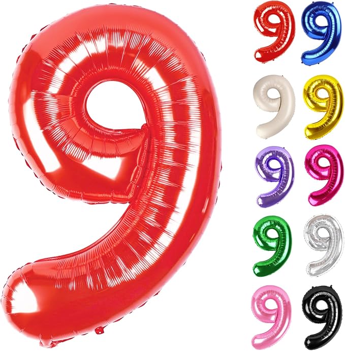 Red Number 9 Balloon 40 Inch by IWERP
