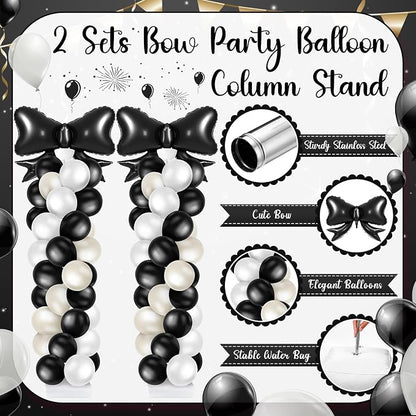 Kasyat 2 Sets Black Bow Balloon Column Stand Kit - Image 3