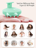 HEETA Scalp Massager Hair Growth, Scalp Scrubber with Soft Bristles, Integrated Silicone Design, Scalp Exfoliator for Dandruff Removal & Relax Scalp, Shampoo Brush Fit Wet Dry Hair Use, Light Green