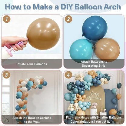Dusty Blue Camel White Balloon Garland Arch Kit - Image 3
