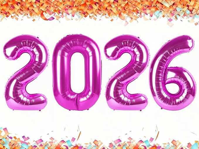 2026 Rosy Purple Balloon Numbers 40 Inch, Nye Decor Party Decorations Happy New by Upgesy