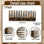 Large Hair Wide Tooth Combs, 2 Pack Cellulose Acetate Detangling Combs for Women Thick Curly Wavy Wet Dry Hair (Tortoise Shell, Ivory)