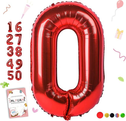 40 inch Number Balloon 0-9 Red Large Number 0 Balloons, Digital Balloons by Smlpuame