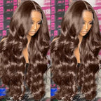 200% Density 13x4 Auburn Brown Body Wave Lace FrontWigs Chestnut Brown Colored Human HairWigs For WomenHD Transparent Lace FrontWig Human Hairwith Baby Hair 20Inch