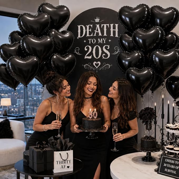 Black Heart Balloons, 18Inch Helium Polyester Film Balloon - Image 3