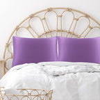 uxcell 2 Pack Silk Satin Pillowcase for Hair and Skin, Cool, Silky, Soft Breathable Pillow Cases Queen Size 20x30 Inch Sateen Pillowcase Purple with Envelope Closure