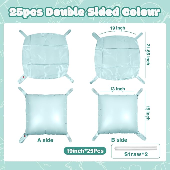 NISOCY 25PCS Pastel Green Square Foil Balloons Wall Backdrop | Double Sided - Image 2