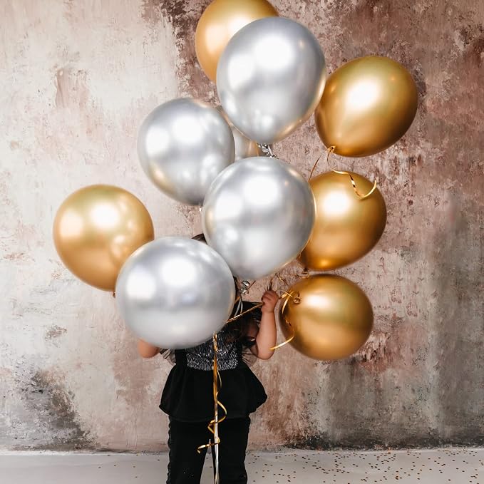RUBFAC 87pcs Silver Balloons Latex Balloons Different Sizes 18 12 10 5 Inch - Image 7