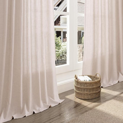 Natural White Linen Curtains 102 Inches Long - Image 5