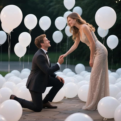 White Balloon 110pcs, 12 Inch Thickened Round Helium Balloons - Image 6