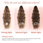 18" Ponytail Extension, Claw Clip Ponytail Extensions for Women Wavy Pony Tails Hair Extensions Fluffy Natural Looking Synthetic Hairpiece for Daily Use (Light Brown Mixed Honey Gold)