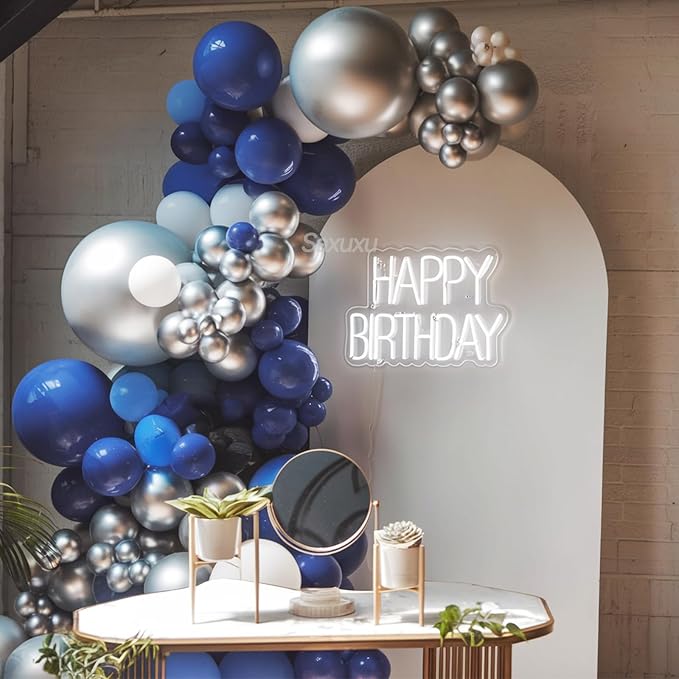Blue And Silver Balloon Arch Kit, Dark Navy Balloons - Image 6