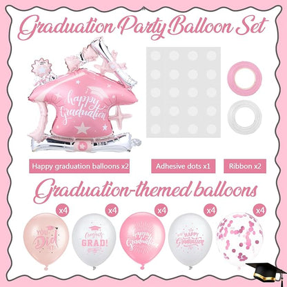 Jenaai Pink and Rose Gold 27 Pcs 2026 Graduation Balloon Centerpiece - Image 3