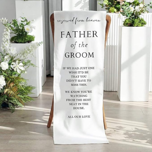 HunnmingRe Groom Father Wedding Memorial Reserved Chair Sign Banner in Loving by HunnmingRe