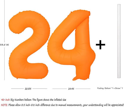 Orange Birthday Number 24 Balloon 40IN Fluorescent Orange 42 Balloon | - Image 2