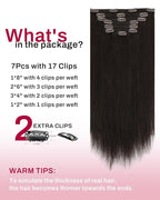Moresoo Brown Clip in Extensions Remy Double Weft Clip in Human Hair Extensions Straight Hair Extensions for Women Dark Brown #2 7pcs 120g 18inch
